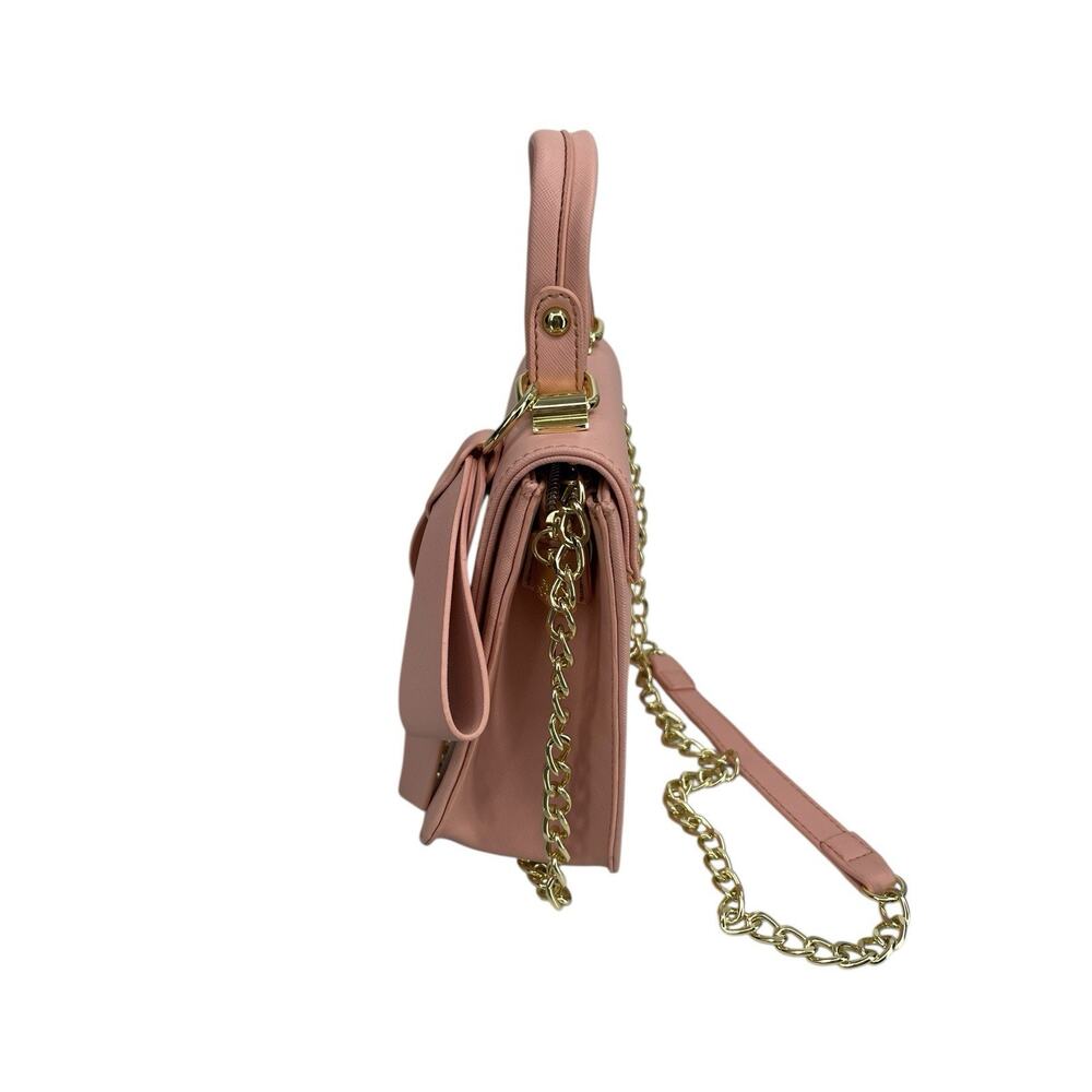 Betsey Johnson Pink Purse Bag Top Handle Strap Pink Bow - Picture 6 of 14